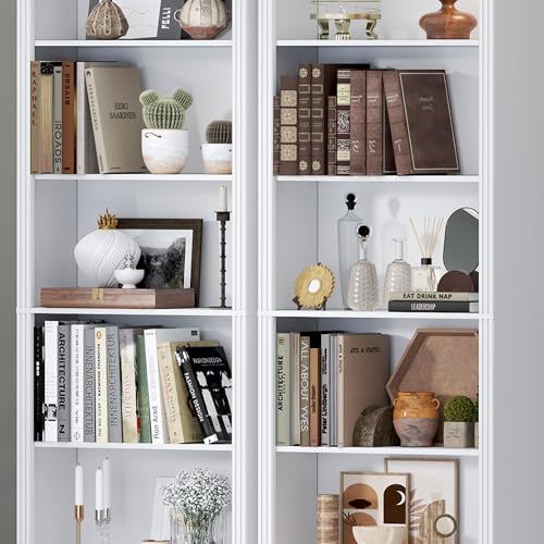 BORNOON 74" Tall Bookshelf, 6-Tier Floor Standing Bookcase with 2 Adjustable Shelves, 24" Wide Open Storage Shelf, Modern Display Organizer for Home Office, Living Room, Bedroom, Study