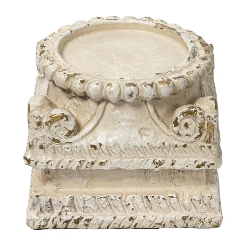 SOFE Column Pedestal Stand for Decoration Display, Distressed White Small Plant Stand, Large Candle Stand, Column Side Table, Classic Plinth Bases for Wedding Party Home Garden