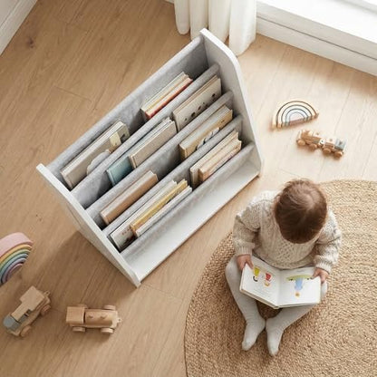Perugina Wood Kids Bookshelf 5Tier(White) | DutchDesign Montessori Nursery Toddler Baby Book Shelf kidsroom - color: Milkywhite