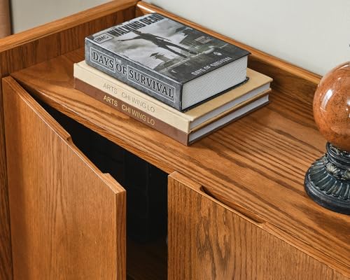 Mid Century Modern Sideboard Buffet Cabinet,Small Storage Cabinet with Outlet Holes for Living Room, Kitchen, Entryway, Hallway 34" Brown Ebony - color: Brown Ebony