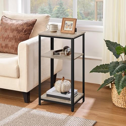 Yaheetech 30 in Tall End Table, 3-Tier with Strong Wooden Shelves, Small Side Table with Metal Frame for Living Room Office, Small Places, Gray - color: Grey