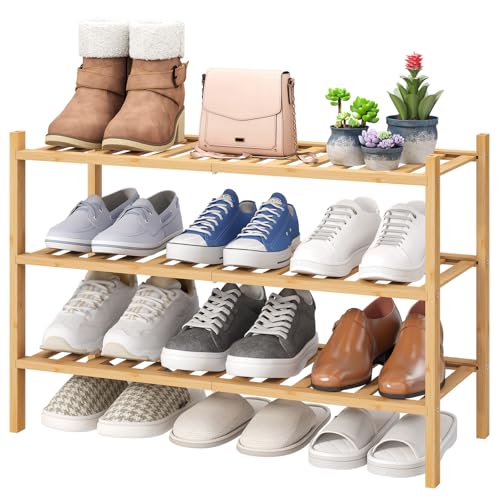 viewcare 3-Tier Free Standing Shoe Racks, Bamboo Wood Shoe Rack for Entryway & Closet, Beautiful | Natural | Functional | Sturdy Shoe Rack - color: Natural Bamboo, size: 3-Tier