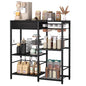 Coffee Bar with Integrated Storage,5-Tier Coffee Bar Cabinet with Drawers,Kitchen Coffee Bar Table with 2-Layer Capsule Drawer,for Living Room and Corner Kitchen Bar Table,Black