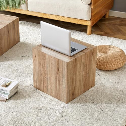 15.7" H Square Compact Coffee Table,Small Cube End Table,Modern Side Table with Stylish Wood Pattern,Minimalist Accent Table for Living Room,Office,Apartment,Nightstand(Light Wood,15.7") - color: Light Wood,15.7"h