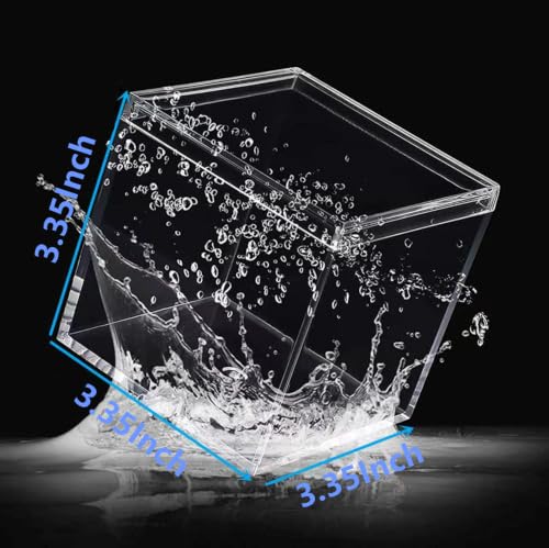 KissYou Acrylic Box with Lid 2 Packs Clear Display Boxes Stackable Storage Bins Plastic Square Cube for Cookie Candy Birthday Party - size: 3.35 x 3.35 x 3.35 Inch
