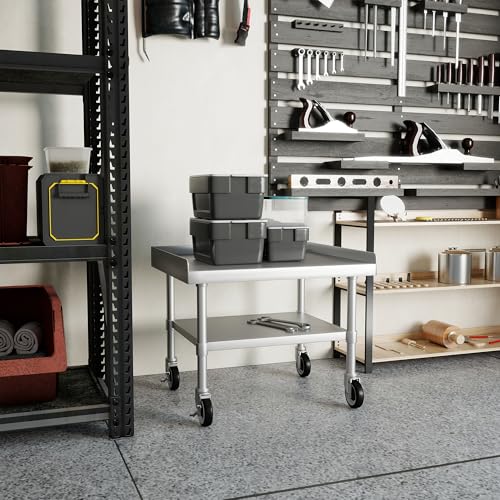 HARDURA Stainless Steel Equipment Stand Metal Prep Table with Casters 30"X 24" NSF 430 for Commercial Food Prep - size: 30" x 24"