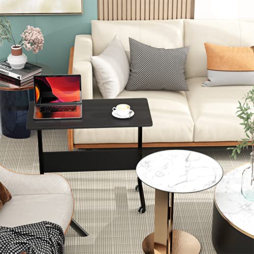 Side Table with Wheels, Home Snack Side Table with Castors Mobile End Table,Black,05#1-80BK-S8-US - color: Black, size: 31.5 inches