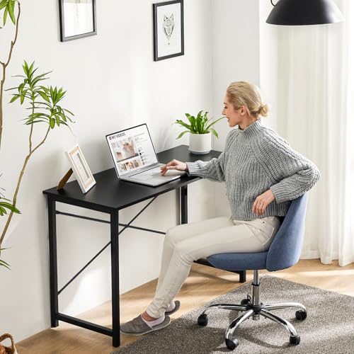 Sweetcrispy Small Computer Desk, 63" Office Writing Desk with Metal Frame & Wooden Top, X-Shaped Reinforcement, Student Study Home Bedroom Table, Black - color: Black, size: 63-Inch