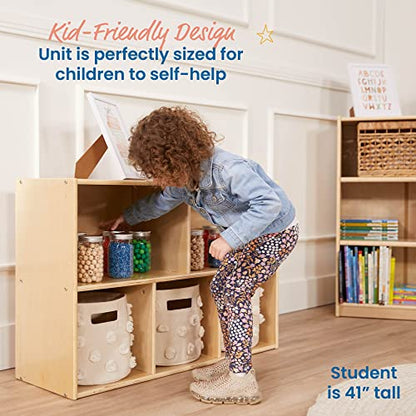 ECR4Kids Streamline 5-Compartment Storage Cabinet, 24in, Classroom Furniture, Natural - color: Natural