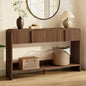 AMERLIFE 55" Fluted Entryway Console Table with 2 Drawers and Open Shelf | Modern Entryway Table with Rounded Edges, Wood Sofa Table for Hallway, Foyer, Behind Couch, Living Room, Brown - color: Brown - Fluted Panel, size: 55"
