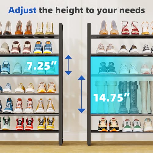 Simple Trending 12 Tier Shoe Rack Holds 60 Pairs, Sturdy Tall Shoe Organizer, Heavy Duty Large Metal Stackable Shoe Shelf for Entryway, Closet, Bedroom, Black - size: 12 Tiers
