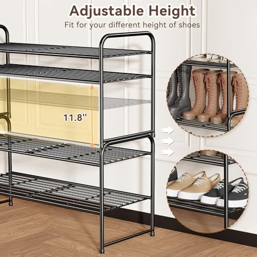 Shoe Rack 2 Tier 33” Heavy Duty Metal Closet Shoe Organizer Shelf,Black - color: Black, size: 2 Tier(32 inch)
