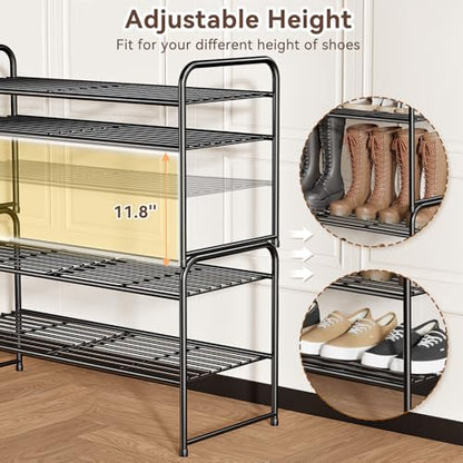 Shoe Rack 2 Tier 33” Heavy Duty Metal Closet Shoe Organizer Shelf,Black - color: Black, size: 2 Tier(32 inch)