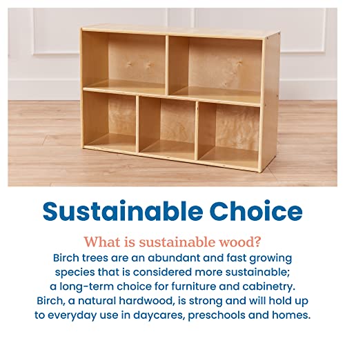 ECR4Kids Streamline 5-Compartment Storage Cabinet, 24in, Classroom Furniture, Natural - color: Natural
