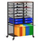 EasyPAG Rolling File Cart with 14 Slot Mail Organizer, Under Desk Storage with Hanging File Rack for Letter/Legal Folders, Mobile Filing Cabinet Printer Stand for Office Home Classroom, Black - size: 14 Slots+Hanging Rack