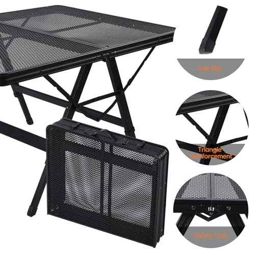WildFinder 3 FT Folding Grill Table, Portable Camping Table for Outside, 3 Adjustable Height Folding Table with Desktop, Lightweight Outdoor, Camping, Picnic, BBQ - size: 3x2FT(X-Frame)