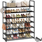 Metal Shoe Organizer,7 Tiers Shoe Storage Shoe Rack with Hooks,Fit 24-30 Pairs,Adjustable Shoe Shelf for Entryway,Hallway,Bedroom,Metal Bottom Support - size: 7 Tier