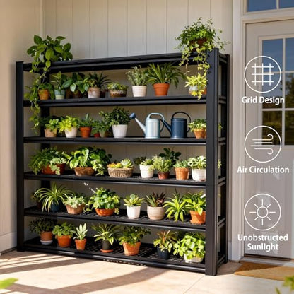 6T 4200 LBS Garage Shelving,84"*62"*24" Industrial Shelf,Airflow Design Storage Shelves,6 Tier Adjustable Metal Shelves,for Garage,Basement, Storage Room, Supermarket, Garden, Farm - size: Black 84"*62"*24" 6T