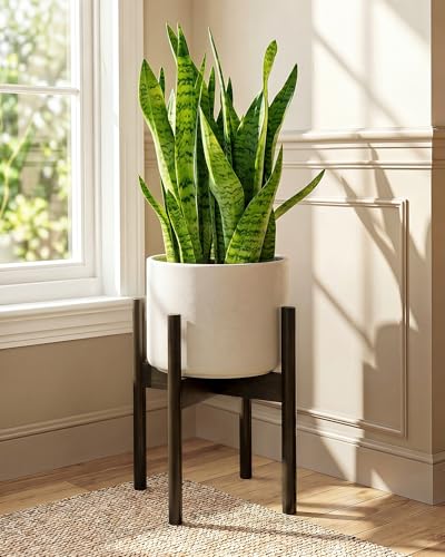 Bamworld 14.9in Adjustable Plant Stand Indoor Bamboo Plant Stand for Single Plant Pot Mid Century Plant Stands Fit 8 9 10 11 12 Inches Plant Pot Tea Brown Plant Holder for Living Room Balcony Garden Patio Bedroom - color: Tea Brown, size: 14.9in