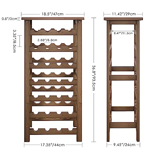 SMIBUY Bamboo Wine Rack, 28 Bottles Display Holder with Table Top, 7-Tier Free Standing Storage Shelves for Kitchen, Pantry, Cellar, Bar (Walnut) - color: Walnut