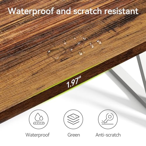 LITTLE TREE 55 Inch Large Simple Industrial Computer Desk Study Writing Table Home Office Workstation,Brown - color: Brown