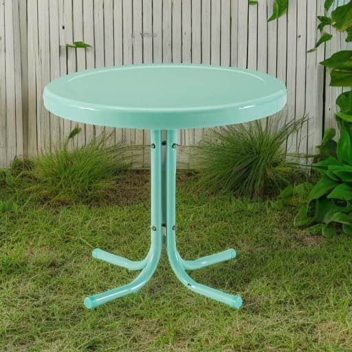 Crosley Furniture Griffith Weather Resistant Retro Metal Outdoor Side Table for Patio, Deck, Porch, Aqua - color: Aqua