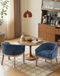 Barrel Dining Chair with Arms Set of 2,Upholstered Chenille Armchair, Curved Back Mid-Century Accent Chair with Solid Wood Legs, Kitchen Dining Room, Breakfast Nook,Home Office,Blue - color: Blue
