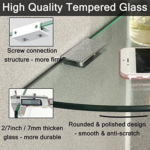 SAYAYO Glass Corner Shelf for Wall, Tempered Floating Glass Shelves for Bathroom 1 Pcs, Clear