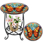 Cinnvoice Outdoor Side Table Round Small Mosaic Patio Accent Indoor End Plant Coffee Tea Table for Yard Patio Porch Garden Living Room, Bedroom(Butterfly B Style,14 Inch) - size: 14 Inch, style: Butterfly B Style