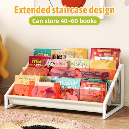 Aokitsink Toddler Bookshelf,Montessori Bookshelf,Bookshelves for Toddlers and Nursery,4 Tier Baby Bookshelves for Kids Rooms,Nursery,Playroom,Baby Room, Small Children Classroom - color: Off-white