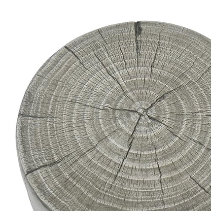 Hollow Tree Stump Accent Side Table, MgO Faux Wood Concrete End Table No Assembly Wabi Sabi Plant Stand Stool Indoor Covered Outdoor Gray - color: 1pcs-shape-a-gray