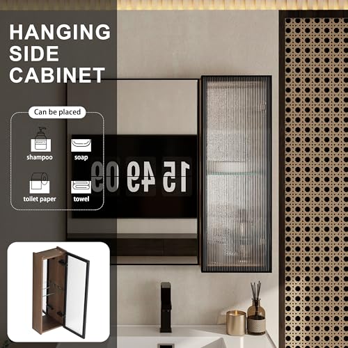 10" Bathroom Wall Mirror Cabinet with Acrylic Door – Bathroom Wall Mounted Cabinet with Adjustable Glass Shelf, Reversible Door (Left or Right), Space-Saving Storage for Toiletries & Cosmetics - size: 10"-H