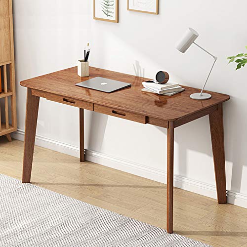 IOTXY Solid Wood Writing Desk - Home Office Workbench Desk with Drawer, Laptop Computer Work Study Table - color: Walnut, size: 120CM