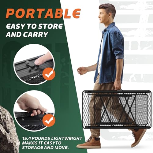 WildFinder Folding Table with Sink and Double Shelf, Camping Table Height Adjustable Folding Grill Table, Portable Outdoor Table for Picnic,Camping,BBQ,Beach,69 x20 x32 Inches(Black) - size: 5.7x2FT(Cooking Station)