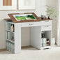 Drafting Table with Storage Cabinet & Drawers, Adjustable Drawing Desk with Open Shelves, Craft Table Painting Desk for Artists, Painters, Drawing, Crafting, Reading, Writing, Working - color: White