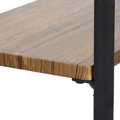 Sunnydaze 69-Inch 4-Tier Over-the-Toilet Shelf - Open Shelves, Veneer Finish and Black Iron Frame - Teak Color - color: Teak Finish