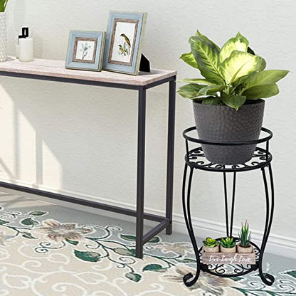 CASIMR 2-Pack Plant Stand, 2 Tier 19.2 inch Tall Metal Potted Holder Rack,Indoor Outdoor Multiple Flower Pot Shelf Rustproof Iron Garden Container for Garden Patio Living Room Corner Balcony, Black