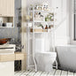 Simple Trending 3 Tier Over The Toilet Storage Rack, Metal Bathroom Shelf, Bathroom Stand Organizer Space Saver with Paper Holder and Hooks, White - color: White With Towel Rack