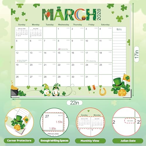 GuassLee Desk Calendar 2026-2029,36 Months 22" x 17" Large Calendar from June 2026 to May 2029,Desktop/Wall Monthly Planner with Julian Date and Thick Paper for Office Home School - color: Jun 36month blue, size: 22"x17"