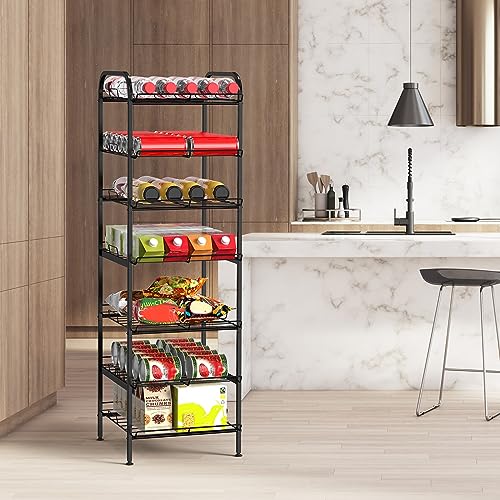 BTY Water Bottle Organizer 7 Tier Freestanding Water Bottle Storage Organizer Metal Bottle Rack Holder Stand Shelf for Kitchen Pantry Food Storage (Black) - size: 7 TIER
