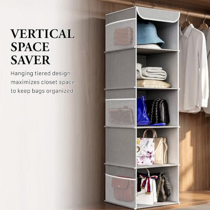 Simple Houseware 5 Shelf Hanging Closet Organizer, Gray - color: Grey, size: 5 Shelf