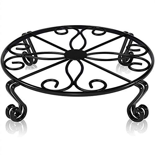 12"x3.1" Black Plant Stand for Flower Pot Heavy Duty Potted Holder Indoor Outdoor Metal Rustproof Iron Garden Container Round Supports Rack for Planter Bronze,Pumpkin Stand Outdoor - color: Black, size: 12 x 3.1 Inches