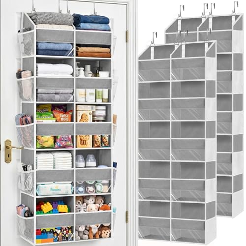 2 Pack Over the Door Organizer 5 Tiers, Extra Large Behind Door Storage of 10 Compartments, 80 lbs Weight Capacity Over Door Organizer, Door Hanging Organizer for Closet, Diaper Organizer, Light Gray - color: 2Pack - Light Gray, size: 5 Tiers