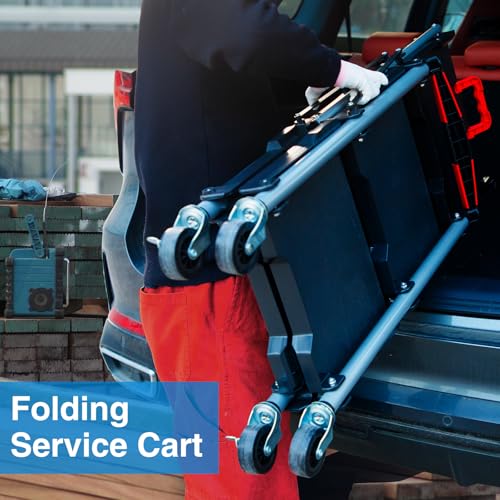 Folding Service Cart,Rolling Utility Cart,330 LBS Collapsible Service Cart,3 Shelf Heavy Duty Foldable Tool Cart