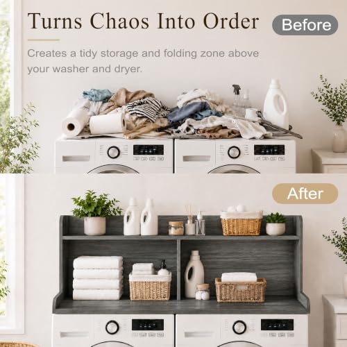 Royxen Laundry Countertop with 20“ Shelf Universal Fit, Washer and Dryer Countertop with Storage Space, Eucalyptus - color: Eucalyptus