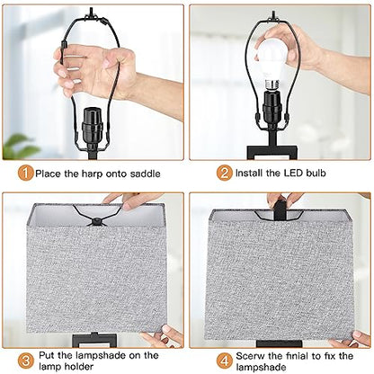 Rinweey 23.5" Touch Control Table Lamps Set of 2, Modern Bedside Lamps with USB A+C Ports & AC Outlet, 3 Way Dimmable Contemporary Nightstand Lamps for Bedroom Living Room Gray(LED Bulb Included) - color: Gray