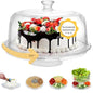 7in1 Rotating Multifunctional Acrylic Cake Stand with Lid & Cake Turntable | 12" Cake Turntable for Decorating Kit Serving Salad Bowl/Veggie Platter/Punch Bowl/Desert Platter - BPA Free - style: Multifunctional Cake Stand & Turntable