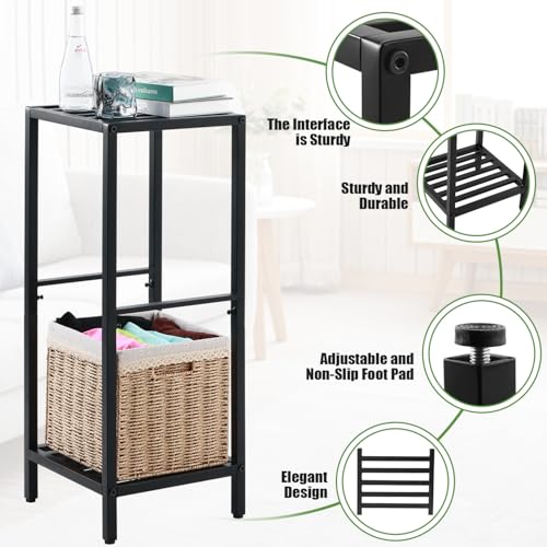 Party Zealot 2 Packs of 2-Tier Tall Metal Square Plant Stand 31” Heavy-Duty Modern Flower Pot Rack for Indoor Living Room, Corner Side Table for Outdoor Patio, Garden Planter Holder, Black - style: Square tube - 2 pack