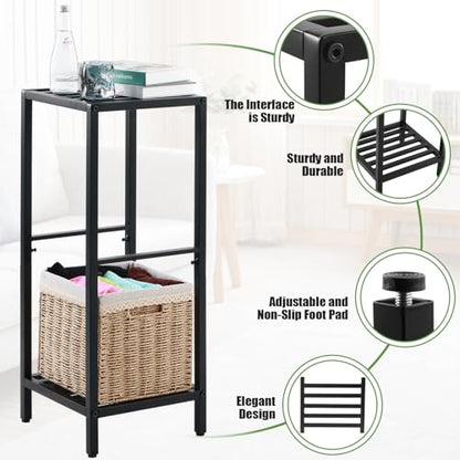 Party Zealot 2 Packs of 2-Tier Tall Metal Square Plant Stand 31” Heavy-Duty Modern Flower Pot Rack for Indoor Living Room, Corner Side Table for Outdoor Patio, Garden Planter Holder, Black - style: Square tube - 2 pack