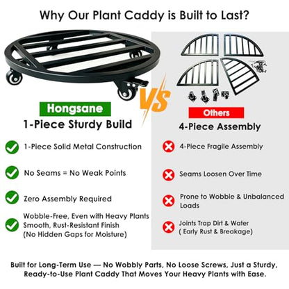 20" Round Plant Stand with Wheels Heavy Duty,Large Metal Plant Caddy Indoor Outdoor Use,Rolling Plant Dolly with Industrial Casters,Rust-Proof Black Plant Tray for Large Planters Pots,2-Pack - size: 20-Inch (2-Pack)